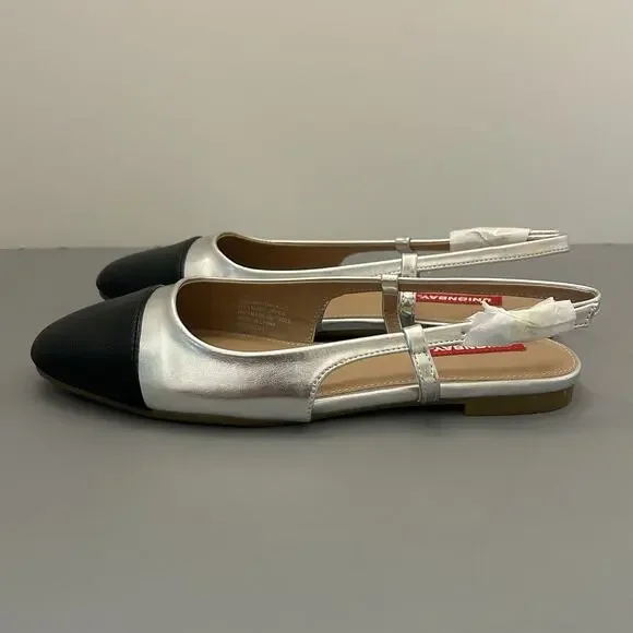 UNIONBAY Women's Cassidy Ballet Flat Sandal Silver/Black New w/ Box 7M - Picture 2 of 9